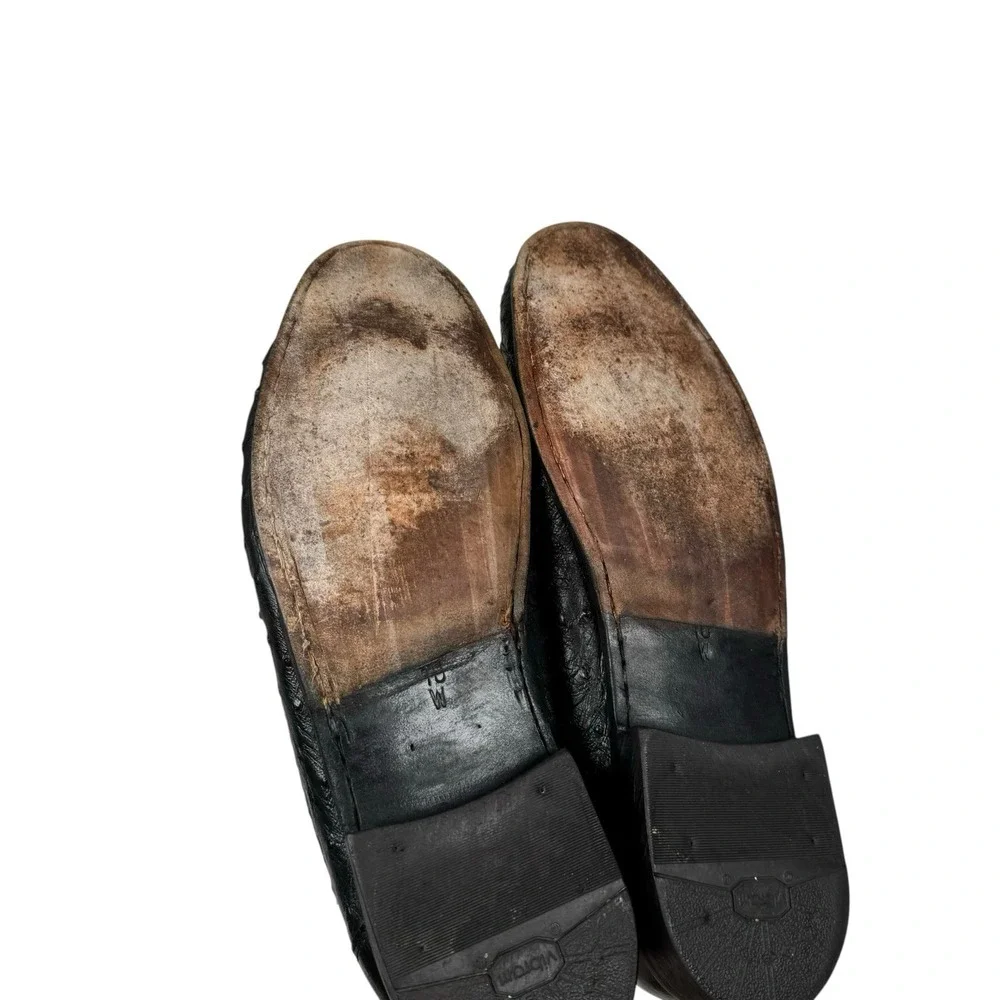 Zelli Men's Genuine Ostrich Quill Tassel‎ Loafers Black Size 10 W Italy